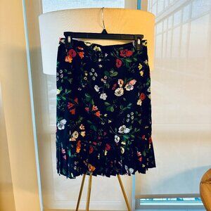 Ann Taylor Floral Pleat Hem Skirt